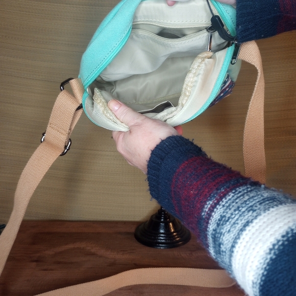 LEAPER Crossbody Messenger  Canvas Bag Mint Green Turquoise Southwestern Style - Picture 11 of 17